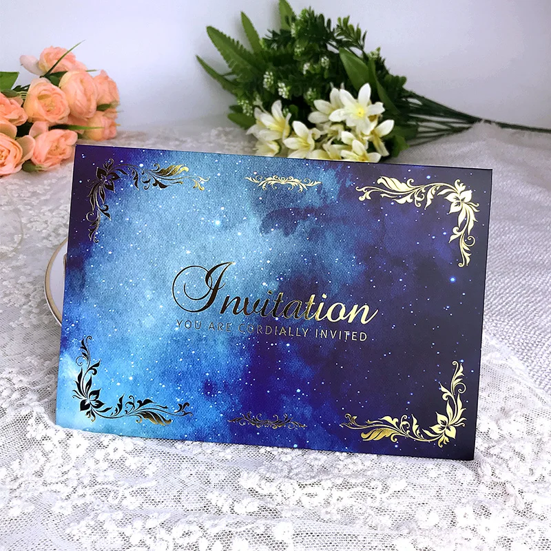 

30pcs 18*12CM Royal Blue Theme Wedding Party Paper Invitation Card photo print Wedding Party Decorations Supplies Party Favors