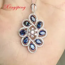 925 стерлингового серебра с натуральным женское ожерелье из сапфира модные ювелирные изделия личности и благородные