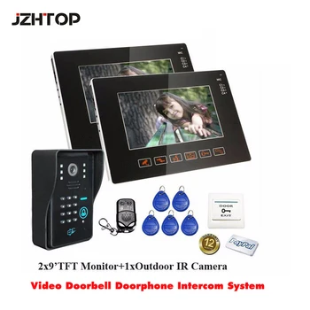 

9"TFT Wired Video Door Bell Door Phone Intercom System Color Touch Monitor Color IR Night-vision Camera Remote Control Doorbell