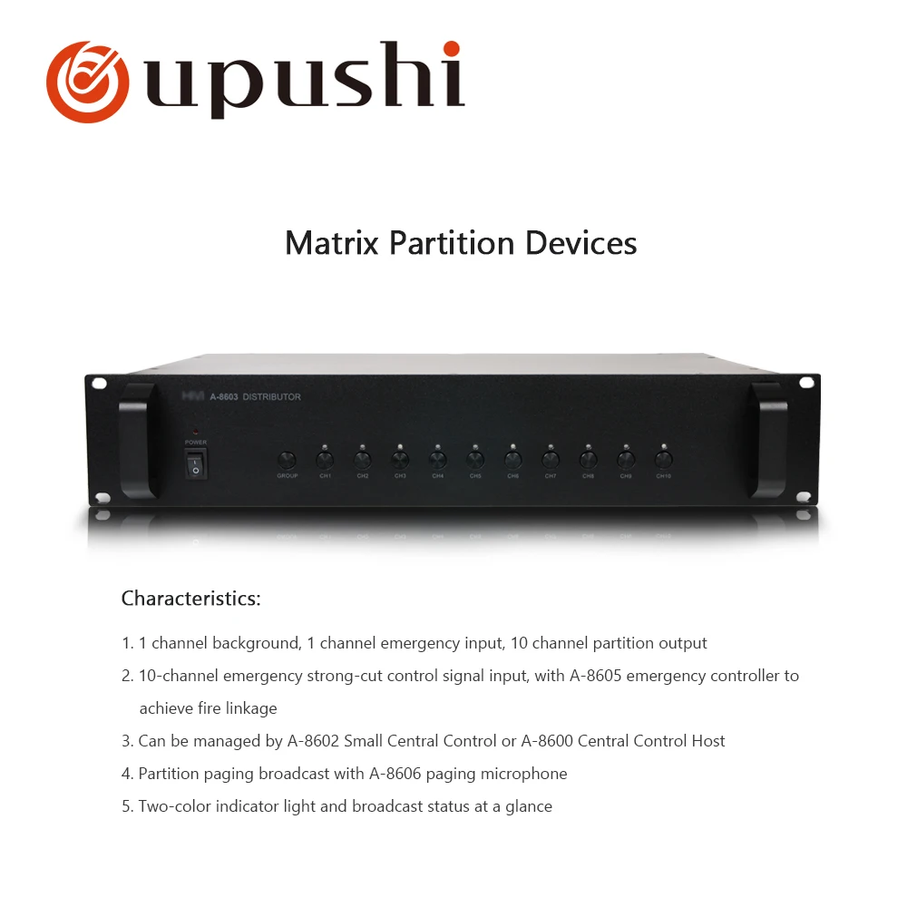 Oupushi A 8603 10 зонная матричная перегородка управления для системы общественного