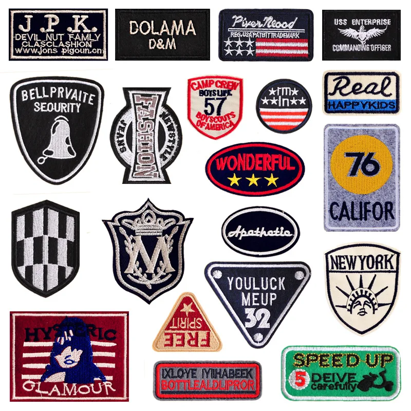 

1PCS Letters National flag parches Embroidered Iron on Patches for Clothing DIY Motif Stripes Clothes Stickers Astronaut Badges