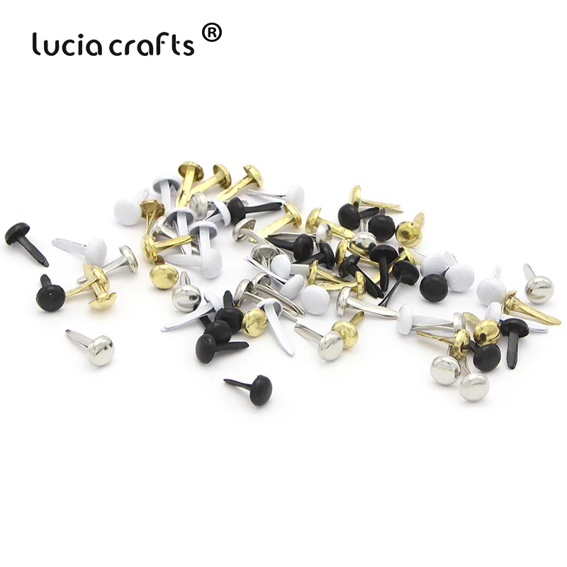 

Lucia crafts 100pcs 6*12mm Metal Craft Round Scrapbooking Embellishment Fastener Brads for shoes Decor DIY Accessories G0939