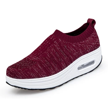 

Female Slip on Chunky Height increase Women's Running Shoes Ladies Sport Outdoor Sneakers Breathable Women Sock Jogging Trainers