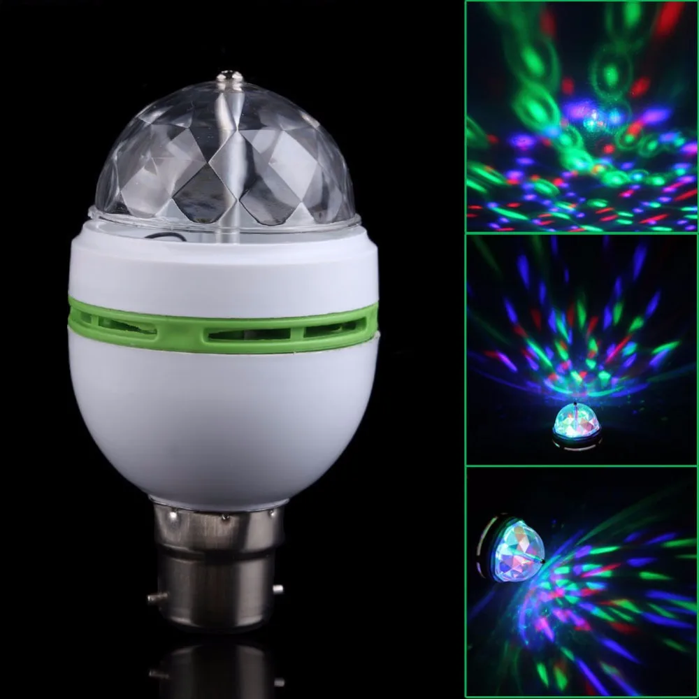 

E27/B22 RGB LED Bulb lamp 3W 85-265V 110V 220V Magic Ball Stage LED light For Home Party Dance DJ Decor lighting Auto Rotate