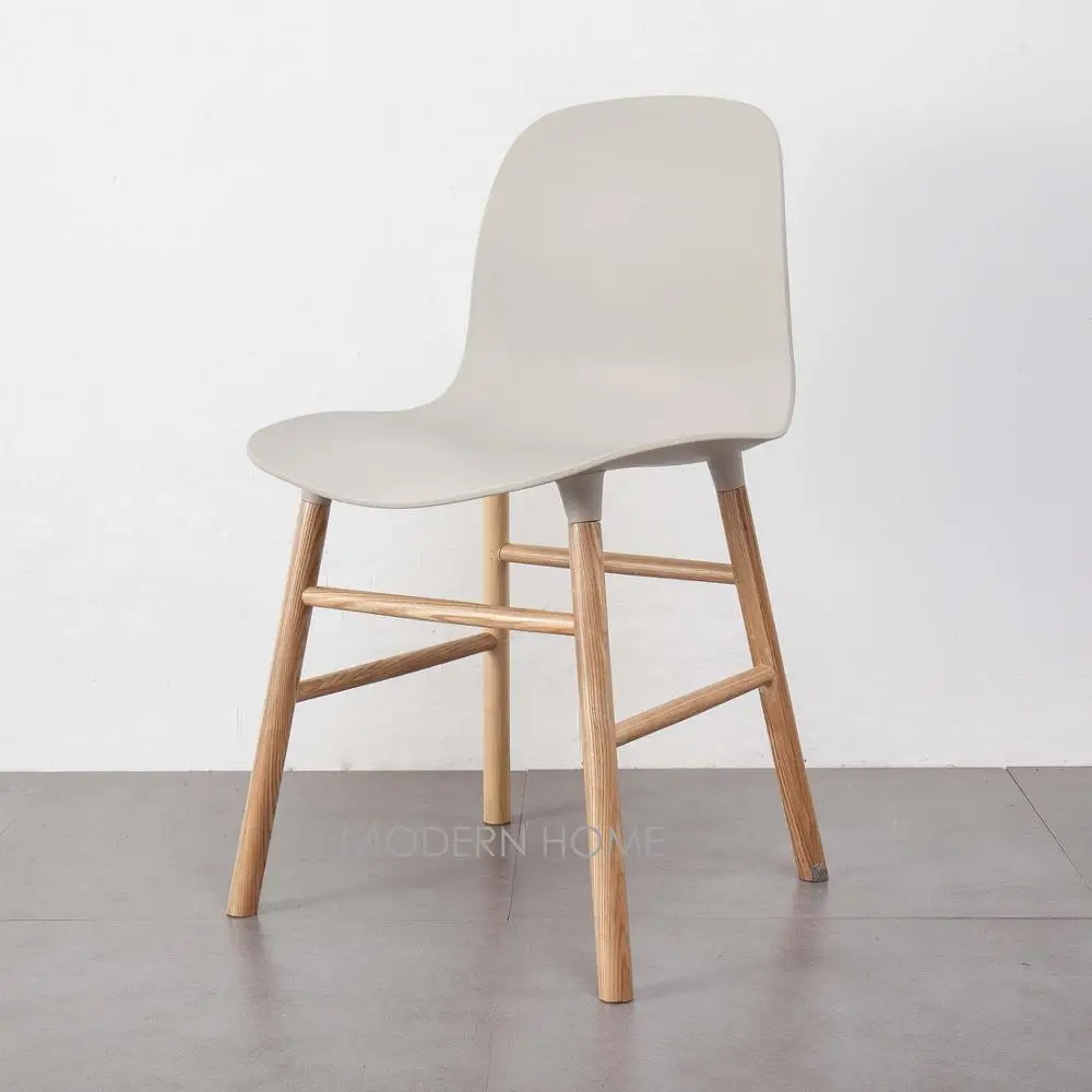 Модный современный дизайн популярный классический креативный пластиковый массив дуба дерево обеденный стул со спинкой, деревянный чердак компьютерный дизайн стула - Цвет: Beige