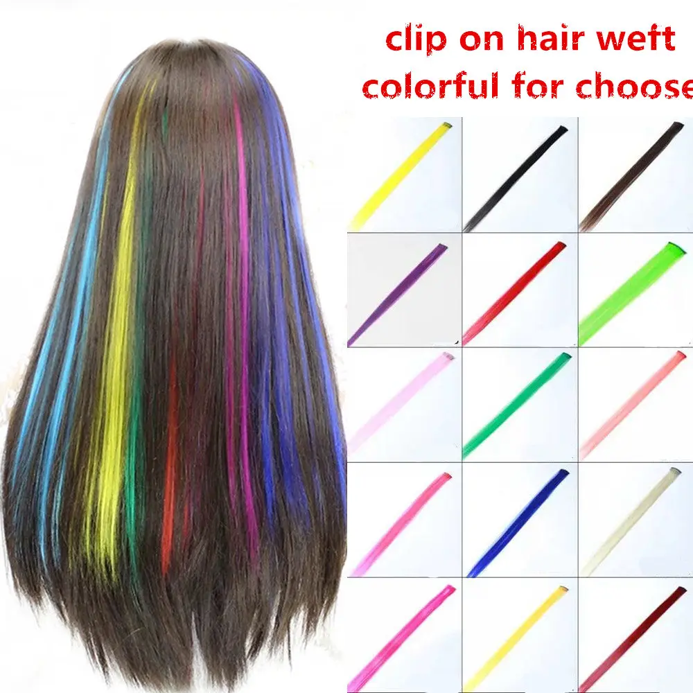 10 Piece Clip In one piece Synthetic Hair Ombre purple Blue 10 Colors 50CM Full Star Long Straight Clip On Hair Women Girls 10 Piece Clip In one piece Synthetic Hair Ombre purple Blue 10 Colors 50CM Full Star Long Straight Clip On Hair Women Girls