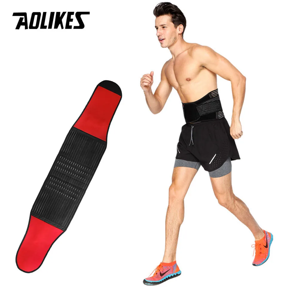 AOLIKES 1 шт. поясничная поддержка талии растягивание боли в спине Поддержка с эластичным давлением ремни для фитнеса Тяжелая атлетика - Цвет: Red