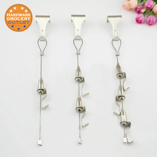4pcs Exhibition Art Hanging System Gallery Large Paint Picture 4pcs Exhibition Art Hanging System Gallery Large Paint Picture Photo Display Kit Steel Wire Cable Ceiling Hook Hanger 3 Hooks