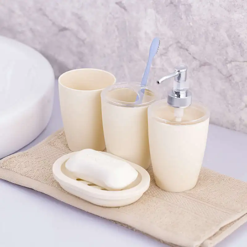 SDARISB красочный минималистичный пластиковый набор для мытья стаканчиков для зубных щеток, цилиндрическая эмульсионная бутылка для туалета, четыре комплекта