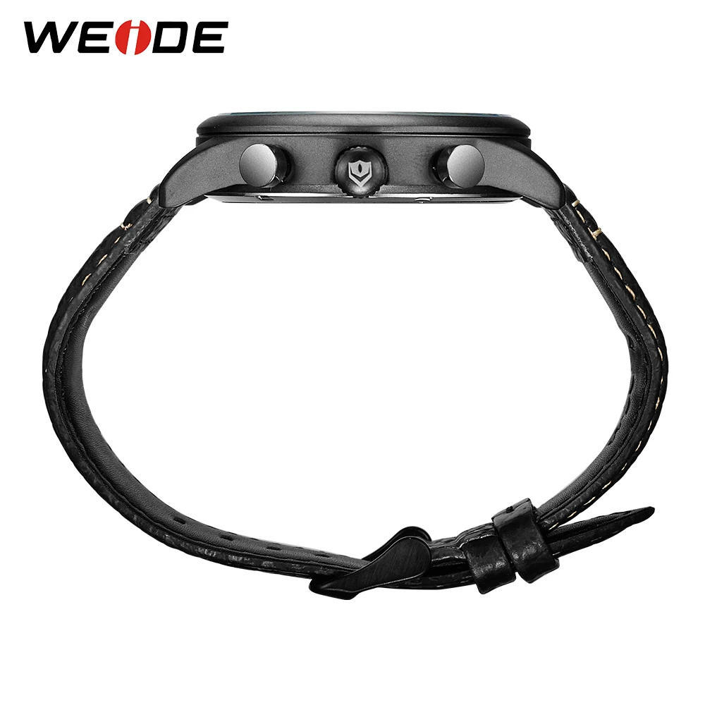 Gift WEIDE Man Sport Luxury Brand Military Army Quartz Analog Digital PU Leather Strap Wrist Watch Clock Relogio Masculinon 2019