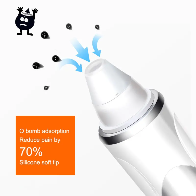 

SWOISS Electric Face Blackhead Remover Instrument Deep Cleaning Pore Cleaner Acne Pimple Facial Skin Beauty Device Silicone Head