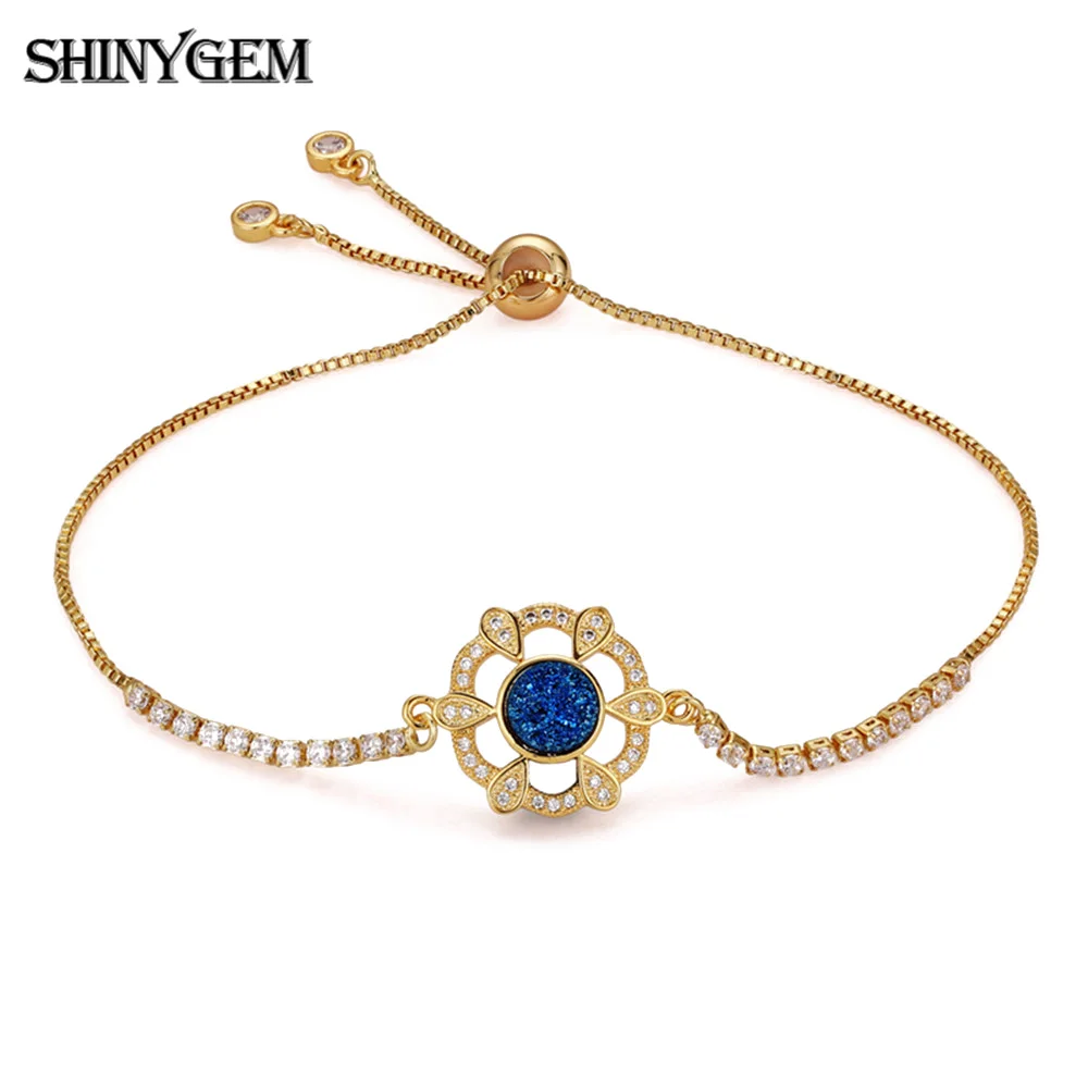 ShinyGem Good Luck Gold Rudder Charm Bracelets Simple Adjustable Gold