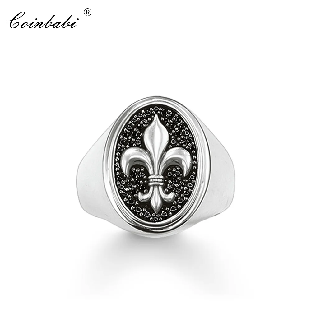 Striking Ring Fluer-de-lis Lily,2018 Brand New High Quality 925 Sterling Silver & Zirconia Pave Fashion Jewelry Gift For Men