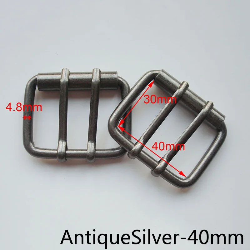 Meetee 4/10p 40/50/60 мм металлический двойной контактный ролик ремня пряжки пальто веб-ремень, регулируемый жгут "сделай сам", мужская сумка для аксессуаров - Цвет: AntiqueSilver-40mm