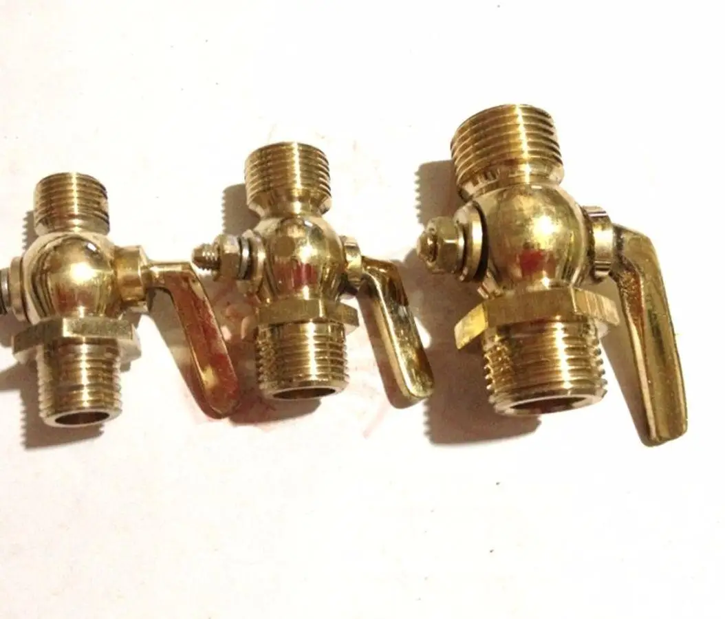 Соединение 1/4 &quot3/8&quot 1/2 &quotBSP Мужской резьбовой равный латунный сливной клапан