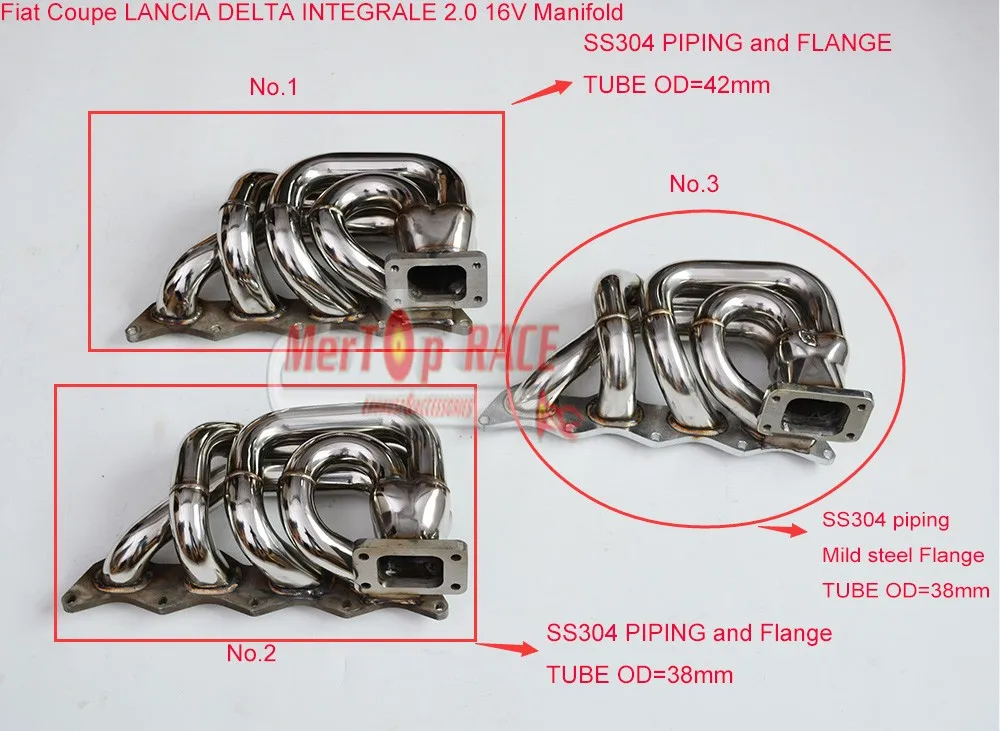 Mertop гонки Полный SS304 T3 OD 38 мм Fia T Coupe Lancia Delta 2,0 l 16V турбо Выхлопной Коллектор