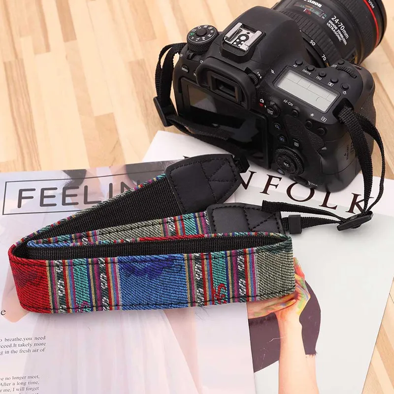 Фотокамера в этническом стиле, цветной ремешок из хлопка с рисунком Ярда, наплечный ремешок для камеры
