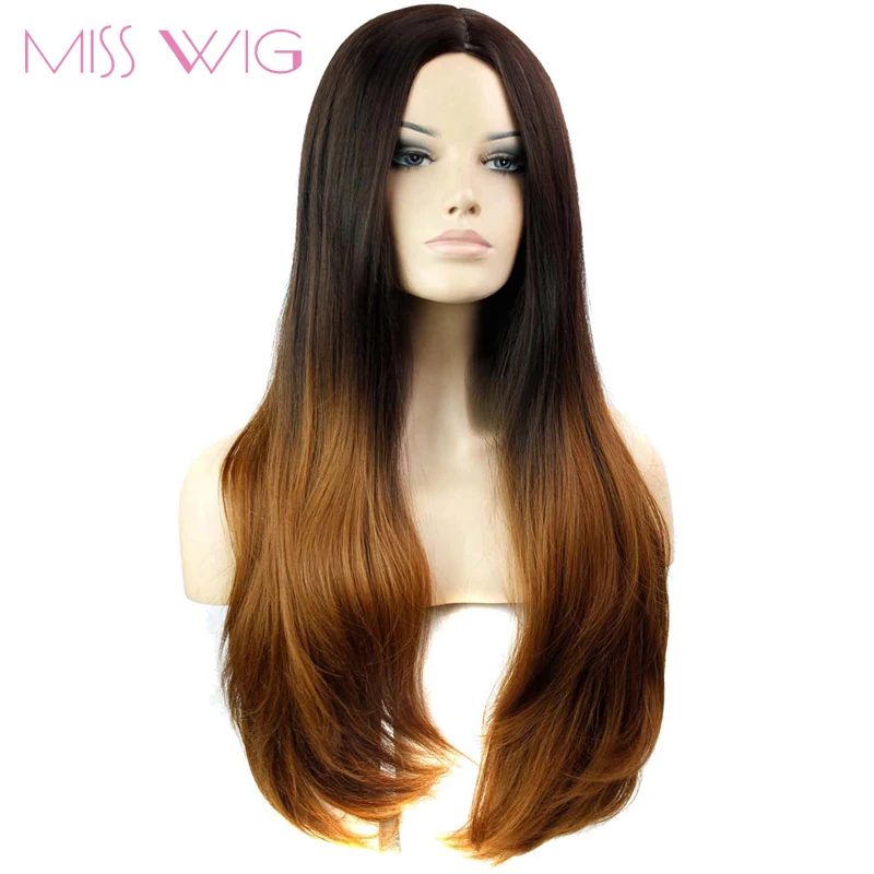 

MISS WIG Ombre Grey color Wig Three Colors Available Long Straight wigs for Black Women Synthetic Wigs