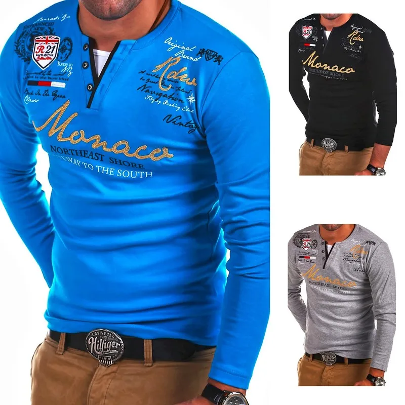 

ZOGAA 2019 Hot Spring Autumn Long Sleeve Polo Shirts Letter Print Color Slim Fit Polo Men Shirt Size S- 4XL Polo Shirt Men