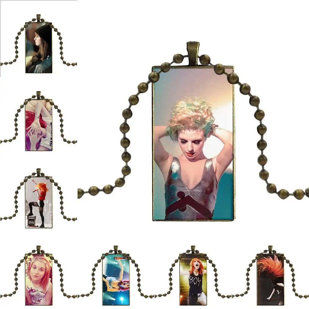 

For Lovers Girl Friend Best Gift Paramore 'beware Of You' Design Fashion Vintage Glass Women Rectangle Necklace Pendants