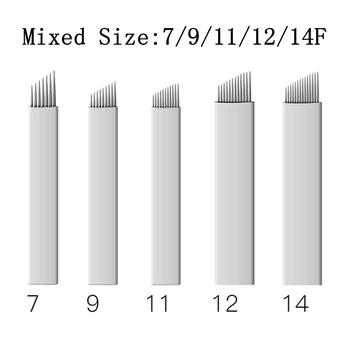 

100pcs Microblading Needles Mixed Sizes 7/9/11/12/14F Permanent Makeup Blades Manual Eyebrow Tattoo Needles For Tattoo Pen