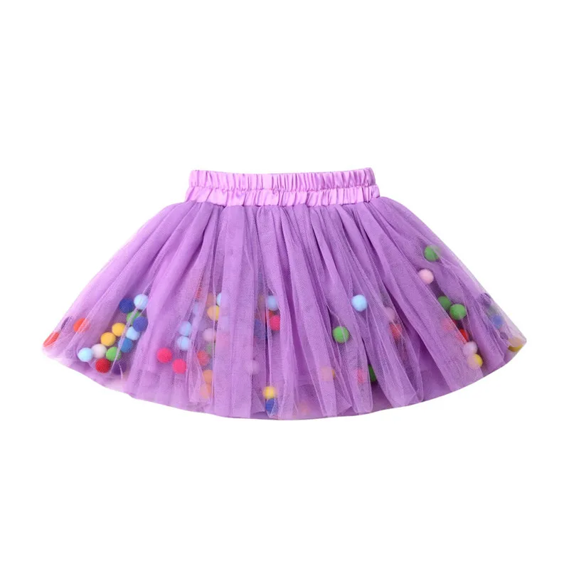 Детская Юбка для маленьких девочек Летняя мода для новорожденных девочек с эластичной резинкой на талии, фатиновая юбка с шариками костюм для фотосъемки - Цвет: Фиолетовый
