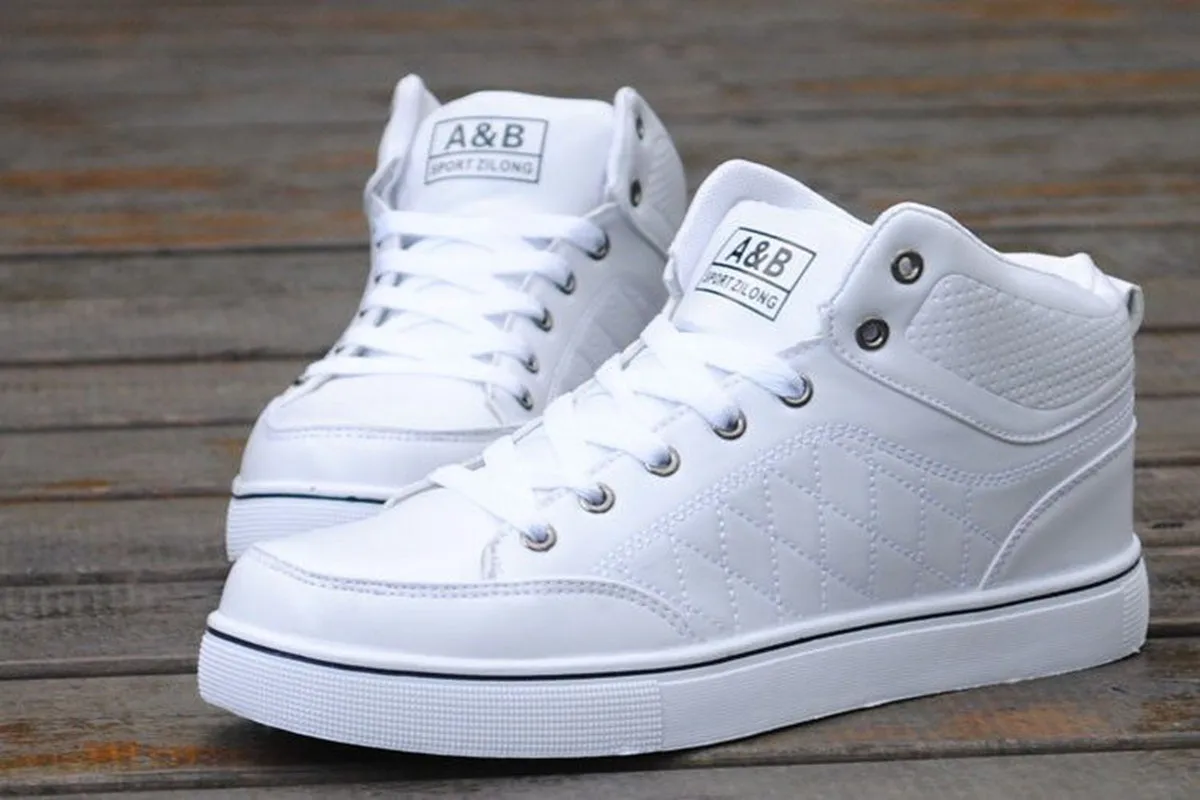 

Men's shoes 2018 spring hot lace flat fashion breathable youth high help shoes