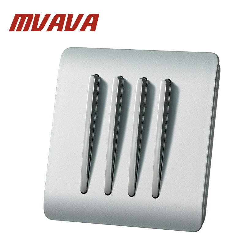 

MVAVA Electric Key Push Button Light Control Switch 4 Gang 2 Way 110-250V 220V Wall Switches Luxury Polished 86*86 PC Panel