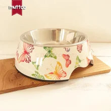 48 шт./лот M размер высокого качества, со вставками двойной противоскользящие "Бабочка" из нержавеющей стали поилка для домашнего животного собачья миска DB-007