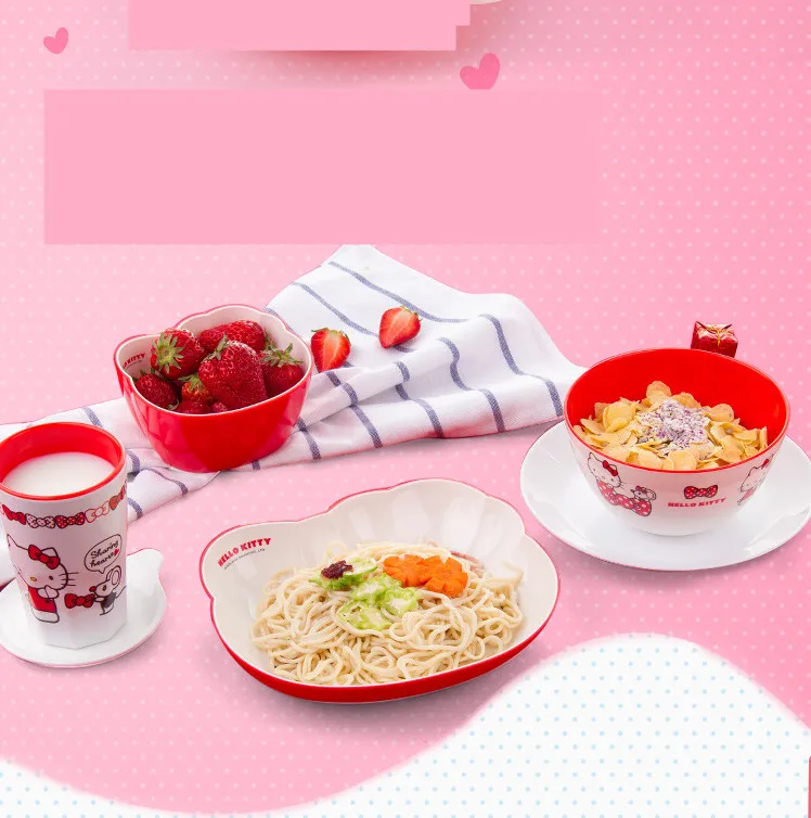 

Dinnerware ceramics Bowl Dish Hello Kitty Gift Kitchen Cooking Tools Accessory Household Tableware Home Decor School Melamine