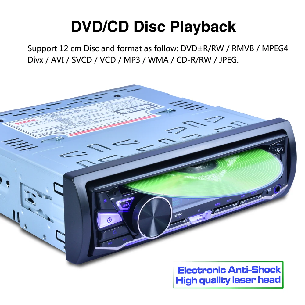

8828B Fixed panel Car DVD Radio Player Bluetooth AM FM RDS Receiver CD VCD MP3 SD 32GB USB 12V One Din Remote control 4*52W ISO