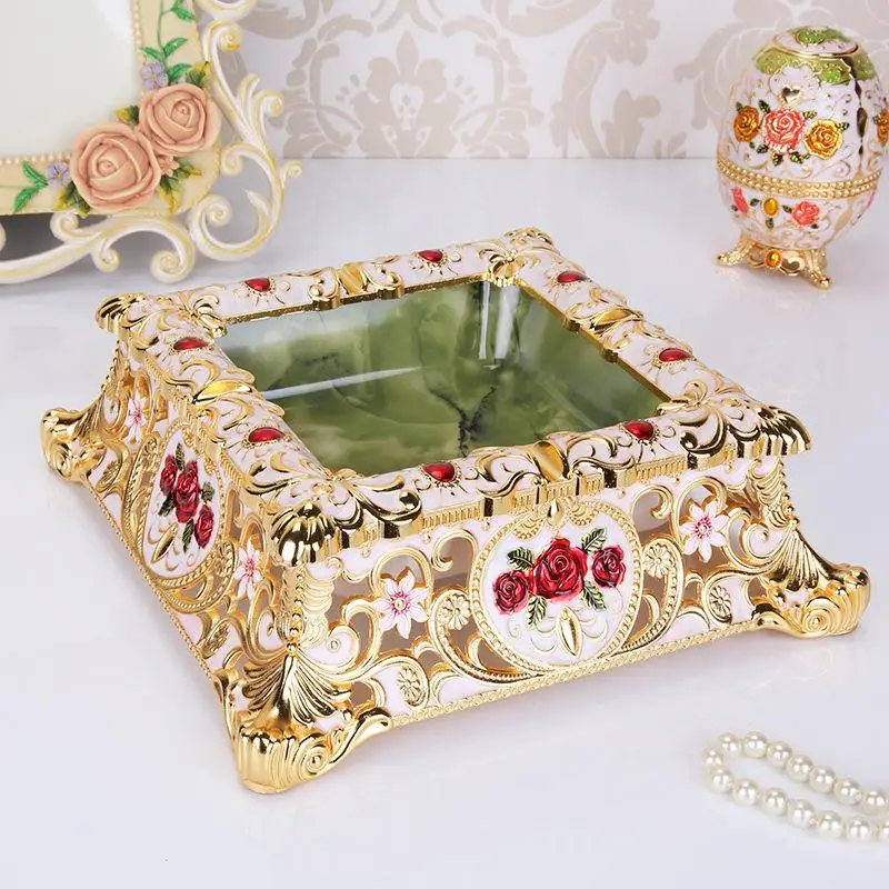 

Golden European Style Square Ashtray Cigar Cigarette Ashtray Smoking Accessories Home Gadgets Home Furnishing Decoration Gifts