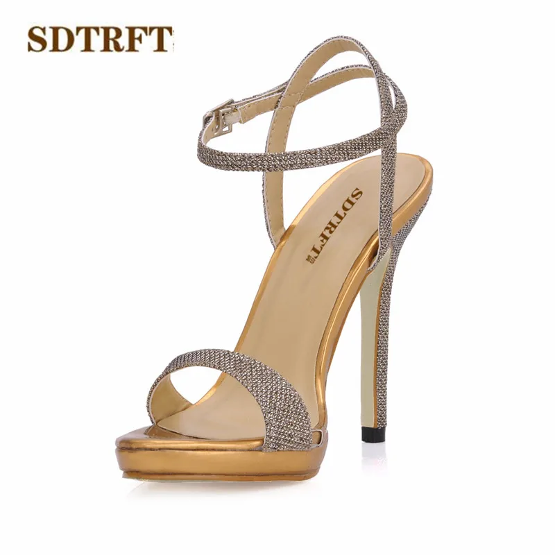Chaussures Bling D'été Élégante Mujer Sdtrft Talons Cm Zapatos Mince Stiletto Sandales 35 Plus Sangle or Noir 42 Femme Sexy 12 Cheville 43 argent Pompes OqRvx7q