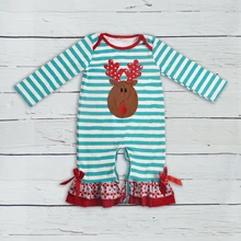 

New Fashion Baby Christmas Green Polka Dot Girl Knitted Cotton Winter Jumpsuit Romper Newborn Boutique Clothing GPF808-237