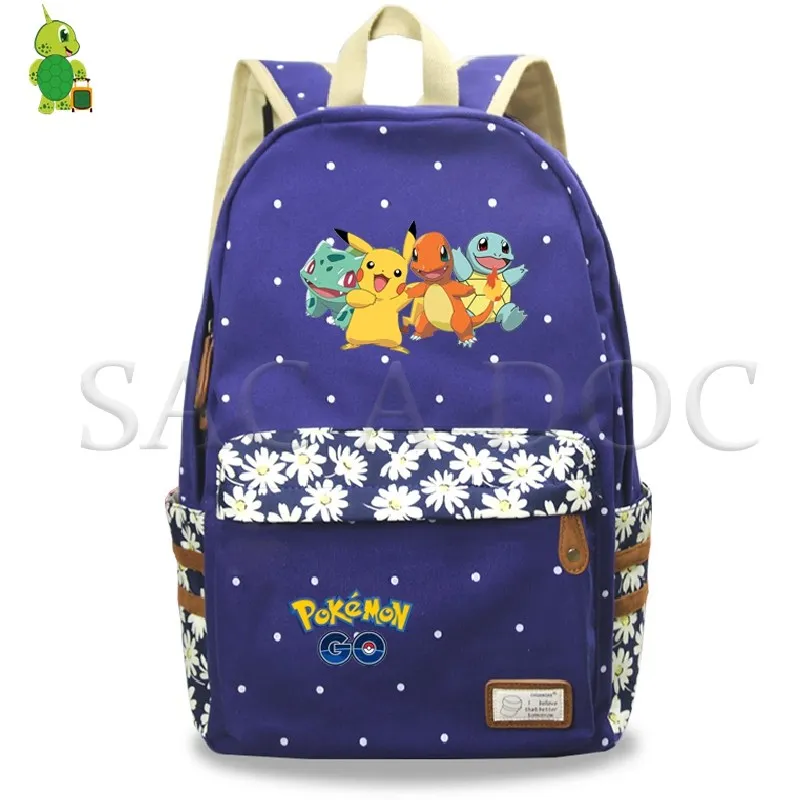 Светящийся рюкзак с покемонами для девочек, школьные сумки с цветочным рисунком и волнами, Пикачу, генгар, напечатанные рюкзаки для ноутбука, дорожные сумки, повседневный рюкзак - Цвет: 25