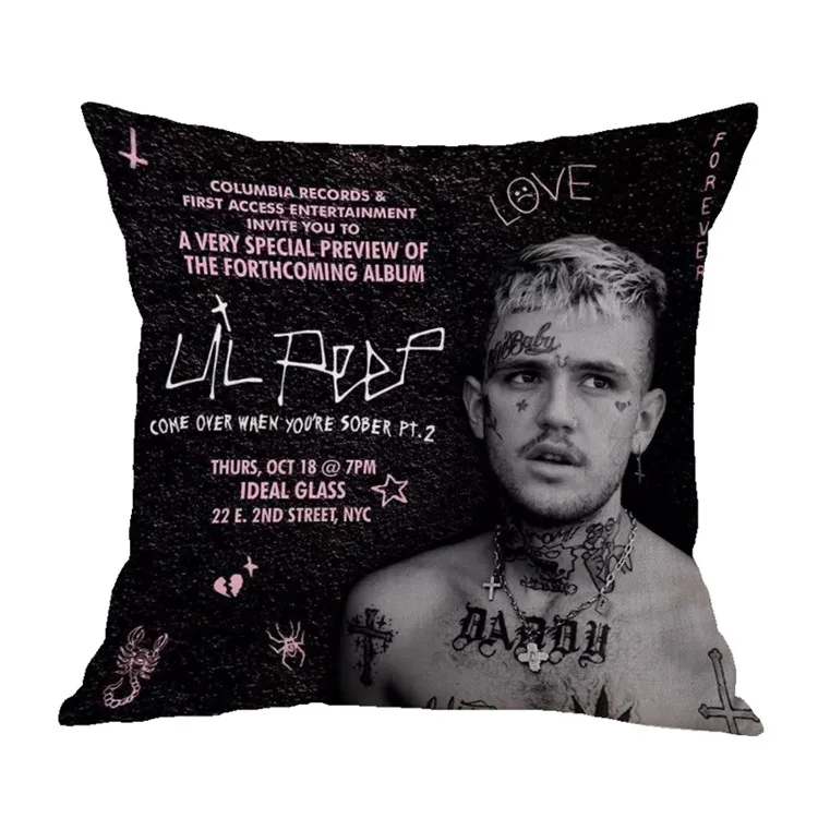 Эмо ловушка Lil peep чехол для подушки 45*45 Лен Хлопок домашние подушки мягкие декоративные наволочки для дивана кресла наволочки - Цвет: 17