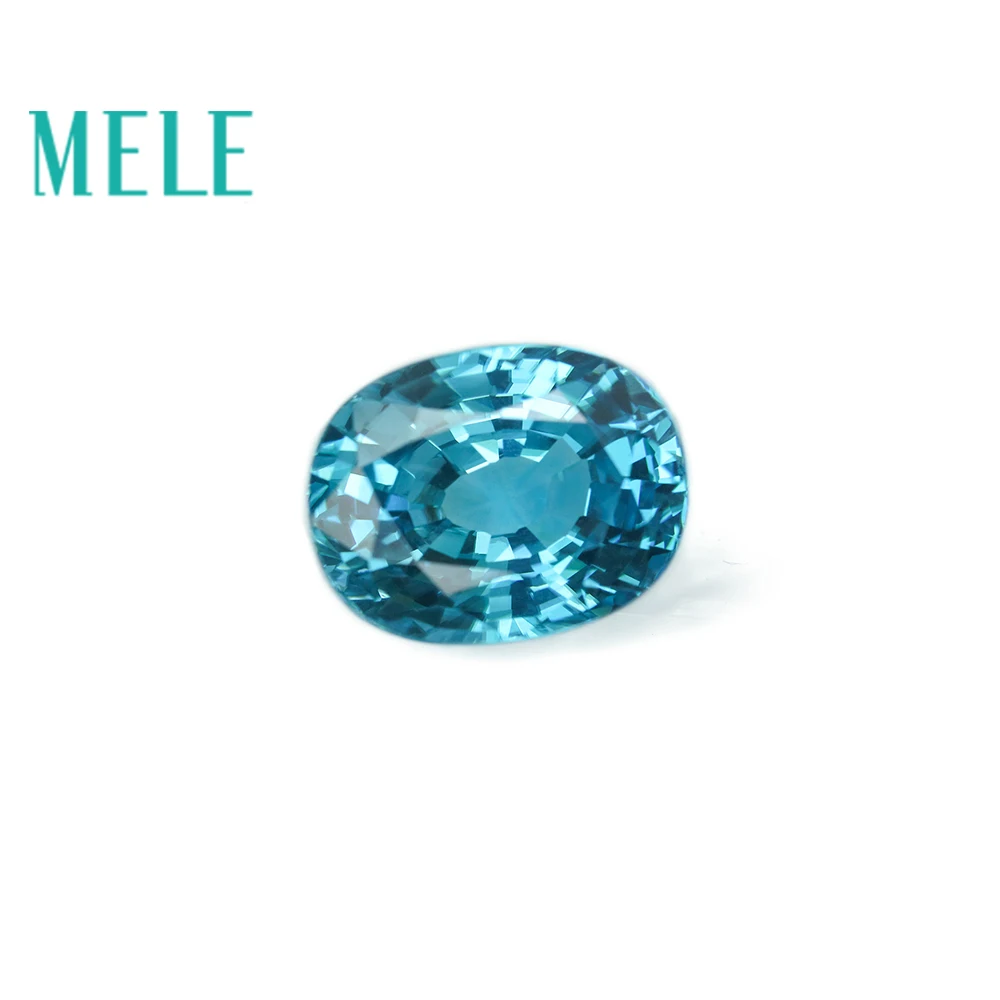 

MELE 7.6ct natural blue zircon for ring,Big oval 12x9mm sapphire hyacinth with colorful fire,Top quality loose gemstone