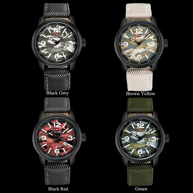 NAVIFORCE мужские военные спортивные часы армейские камуфляжные кварцевые