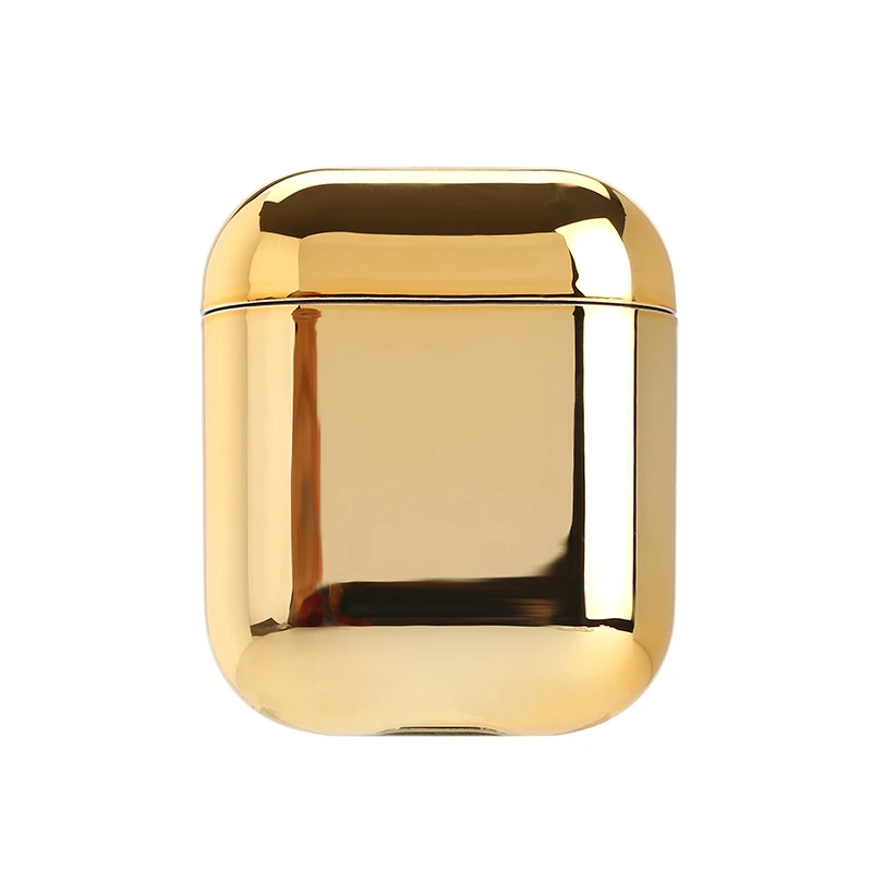 С гальваническим покрытием Жесткий Чехол для наушников для Apple Airpods защитный чехол золотая коробка анти-осень универсальный чехол для Airpods 2 1 - Цвет: Золотой
