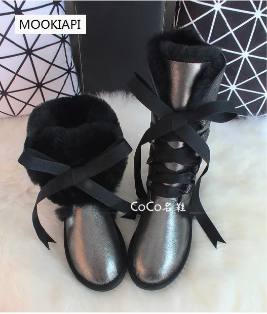 

In 2019, Europe's latest high-quality snow boots, real sheepskin, natural wool, high-cylinder shoes, warm snow boots, free deliv