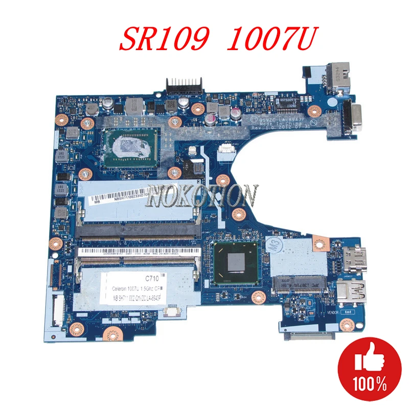 NOKOTION Q1VZC LA-8943P NBSH711002 NB.SH711.002 For acer Chromebook C710 laptop motherboard SR109 Celeron 1007U DDR3 Main board