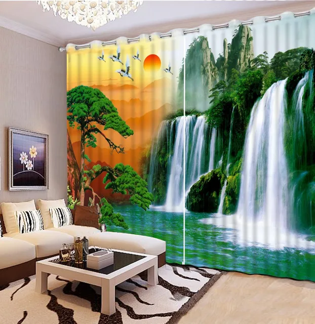 Custom 3d gordijnen Waterval rode dag landschap gordijnen woonkamer ... Custom 3d gordijnen Waterval rode dag landschap gordijnen woonkamer ...