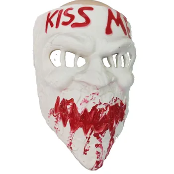 

The Purge Mask Halloween Cosplay Horror Scary Mask Skull Kiss Me Full Face Mask Adult Party Dress up