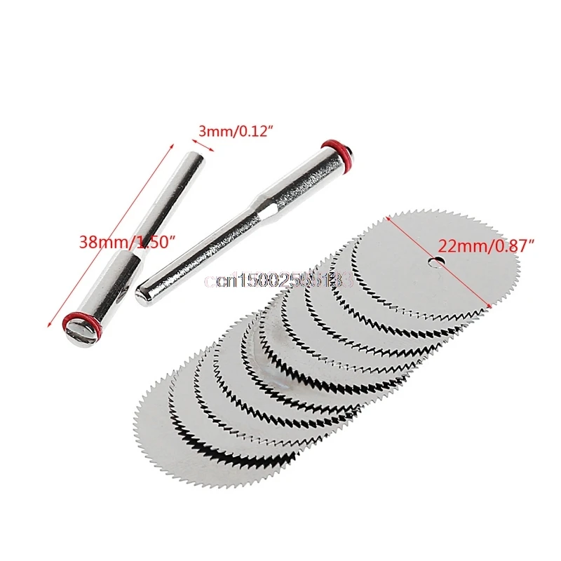 

10 x 22mm Cutting Tool Wood Saw Blade Disc + 2 x Rod Dremel Rotary Cutting Tool
