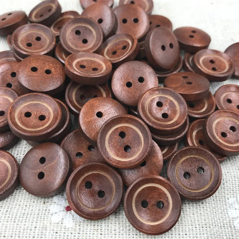 

DIY 100pcs Wooden Buttons Sewing Scrapbooking Round Button 2 Holes Crafts 15mm