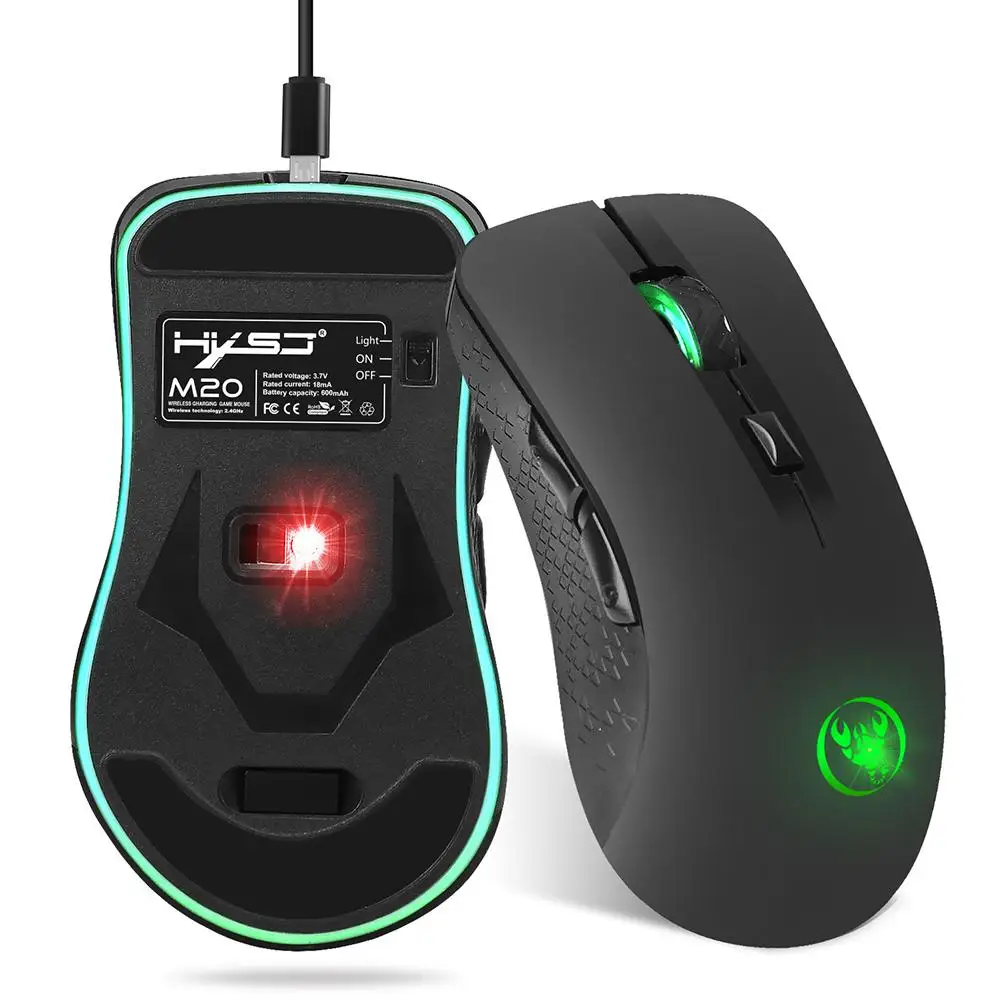 

Rechargeable Color Light 6 Button 2400DPI Adjustable Optical Wireless Game Mouse bluetooth rechargeable mouse