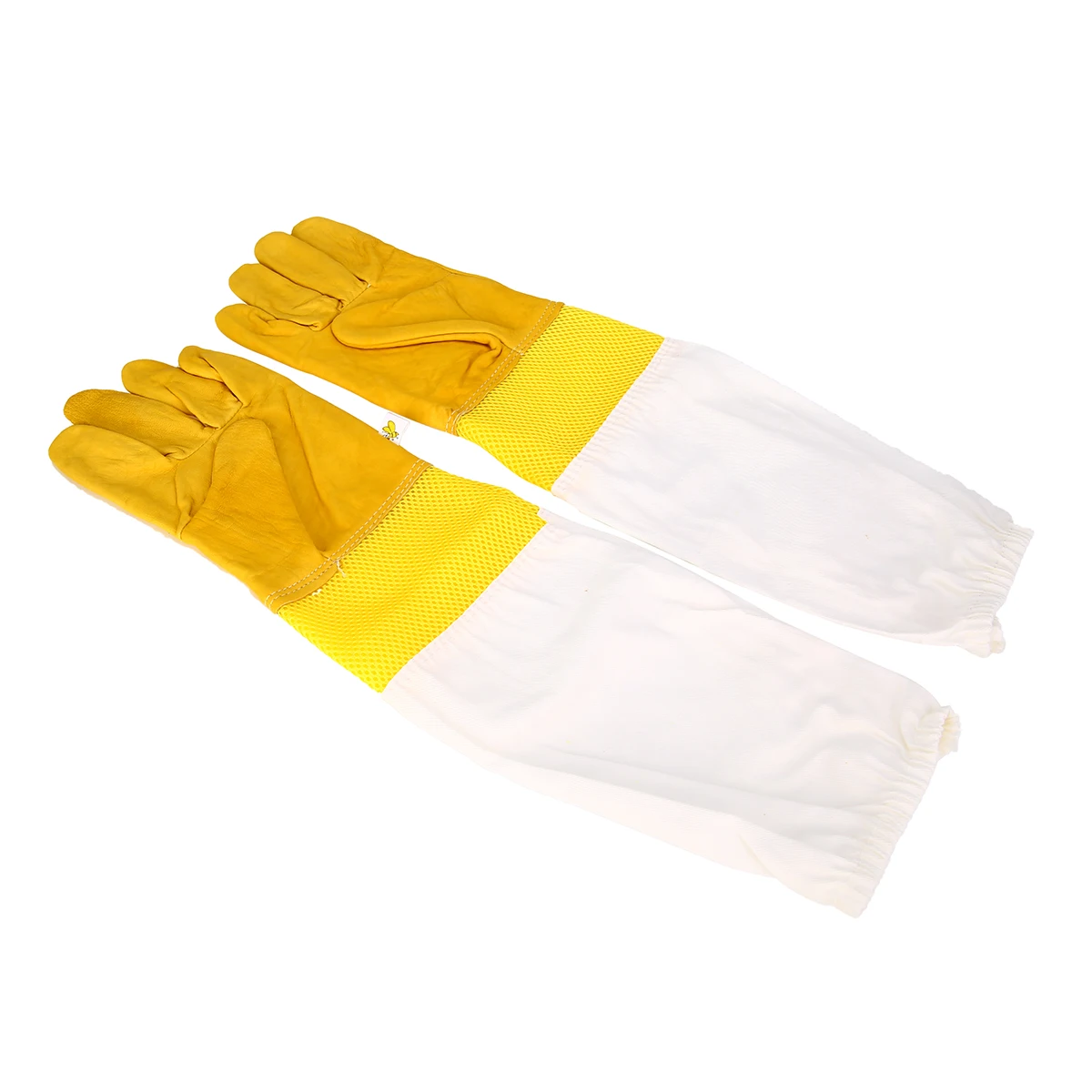 1 Pair Beekeeping Gloves Size XL Goatskin Bee Keeping with Vented Beekeeper Long Sleeves Mesh Fabric Sleeve Anti-bee Gloves