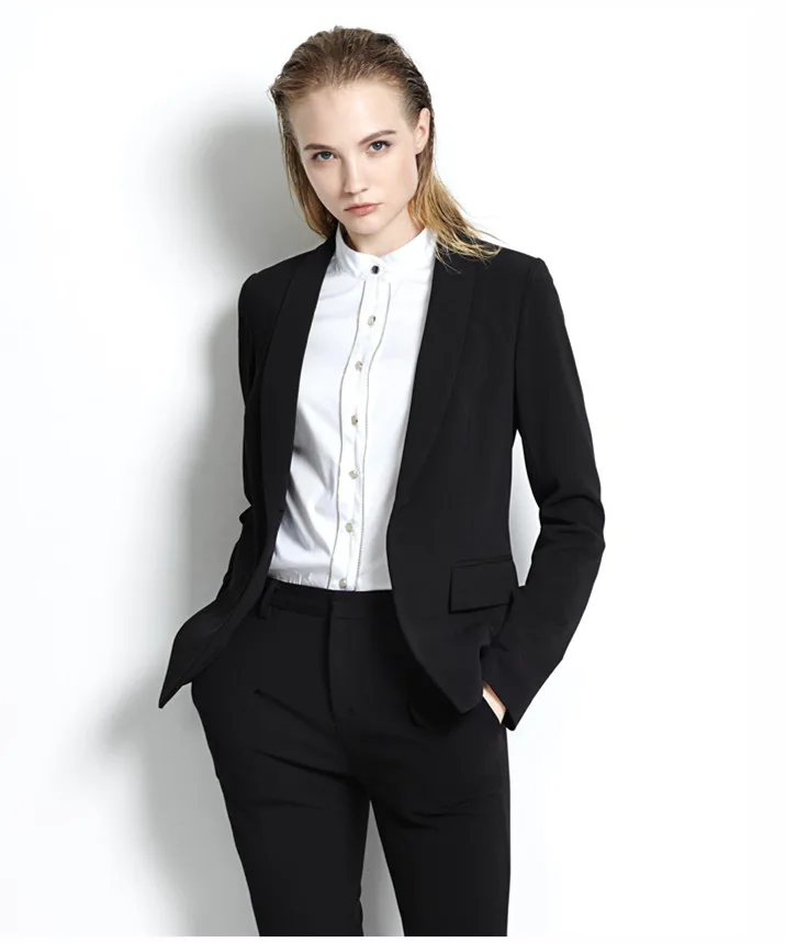 Модный женский тонкий повседневный деловой костюм на заказ черные женские офисные костюмы - Цвет: as picture