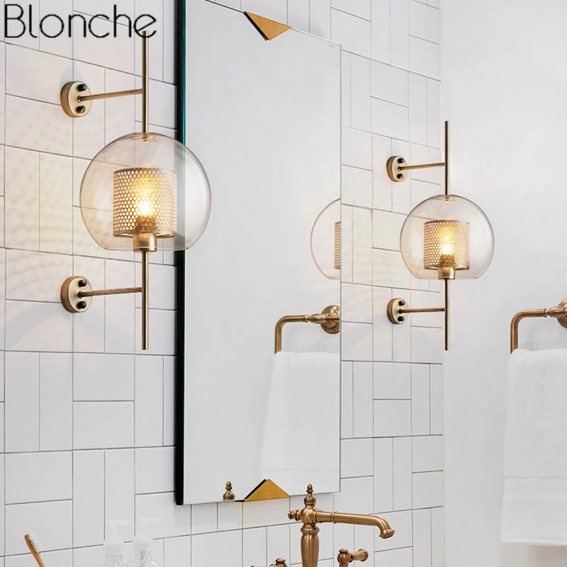  Modern Glass Led Wall Lamp for Bedroom Nordic Wall Sconce Light Fixture Loft Industrial Decor Mirro - 32943377783