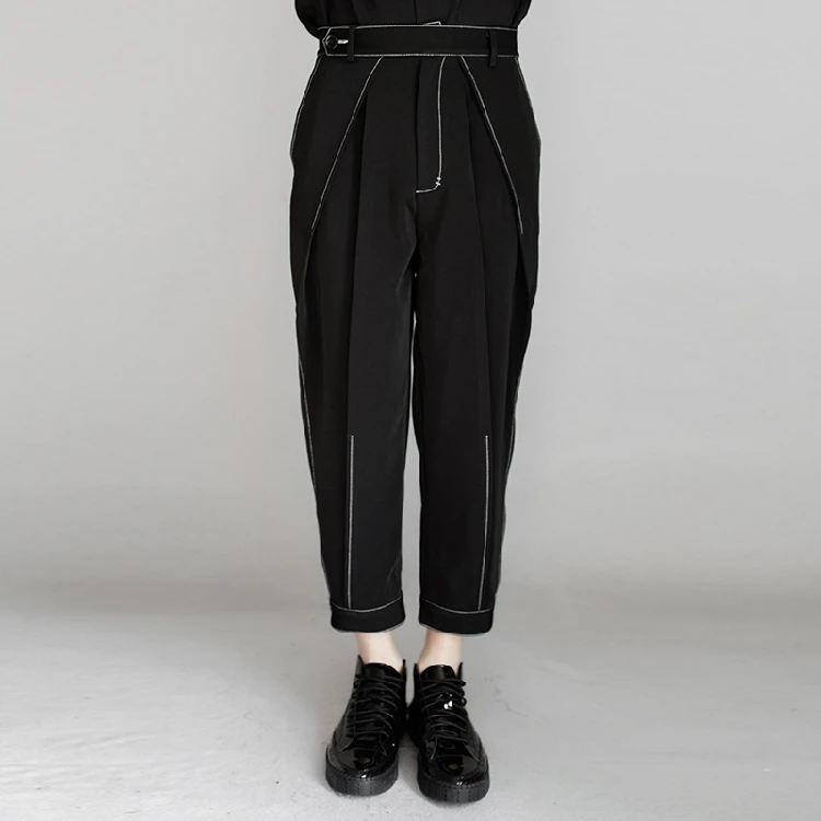 

27-44! New 2019 Men's clothing PLUS SIZE GD Can be customized original casual pants, white line width loose pants nine points